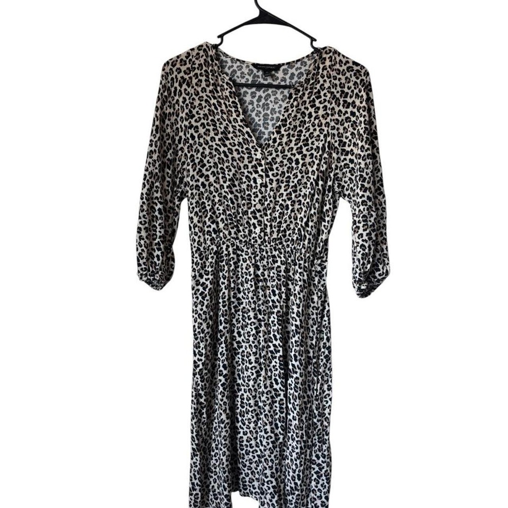 Banana Republic Outlet Leopard Animal Print V Neck Midi Dress XS